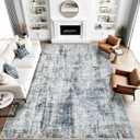 8x10 Area Rug for Living Room: Washable Abstract Soft Rugs Non Slip Modern Stain Resistant Low Pile Carpet for Dining Room Bedroom Nursery Office (Multi Blue, 8'x10')