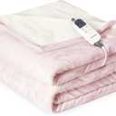 Heat Blanket 50x60 Throw,Soft Flannel & Sherpa Reversible Electric Blanket with 10 Heat Settings,12 Timer Setting and 3 Hours Auto-Shut Off,ETL Certified Machine Washable,Pink
