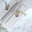 Kitchen Faucet Mat, Quick Drying Diatomite Sink Faucet Mat Splash Guard for Kitchen, Water Absorbing Stone Tray for Sink, Absorbent Stone Drying Tray for Bathroom Counter (15.8" x 4", White Gray Style 1)