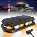 HLauto 406D Rooftop Emergency Strobe Lights Bar, 102 LED Amber White Mini Beacon Safety Flashing Warning Traffic Lights Bar w/Magnetic Base for 12-24V Trucks, Construction Vehicles, Snowplow, Cars