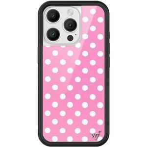 Wildflower Cases - Pink Polka Dot, Compatible with Apple iPhone 16 Pro | Bright Spotted White Aesthetic Cute Trendy - Protective Black Bumper, 4ft Drop Test Certified, Women Owned Small Business