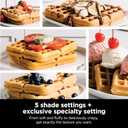 Ninja Belgian Waffle Maker Pro, 5 Shade Settings, Black/Silver, BW1001 Vertical design, Never Stick coating, Precision-pour cup, Recipe guide, Dishwasher-safe parts