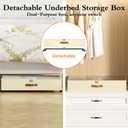 Yecaye Under Bed Storage with Wheels, 4 Pack Under Bed Storage Containers with Adjustable Dividers & Clear Window, Rolling Underbed Organizer Bins Drawers for Clothes, Shoes, Blankets, Beige