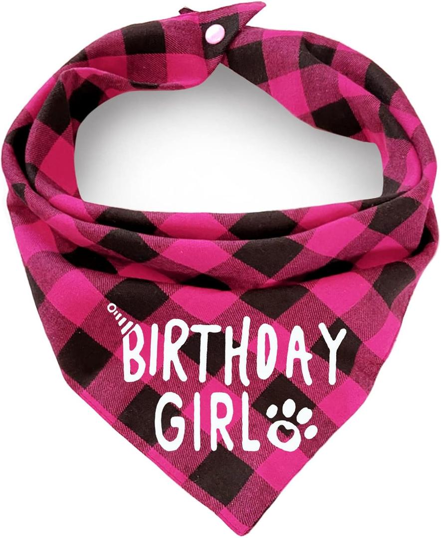 Plaid Dog Bandana with Button, Dual Layer Soft Cotton Triangle Dog Scarf Kerchief, Washable Girl Boy Bandanas Adjustable Accessories for Small Medium Large Extra Large Puppy Pet