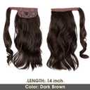 CJL HAIR 14" Short Ponytail Hair Extension Wrap Around Pony Tail Clip in Curly Wavy Synthetic Fake Hairpiece for Women Dark Brown
