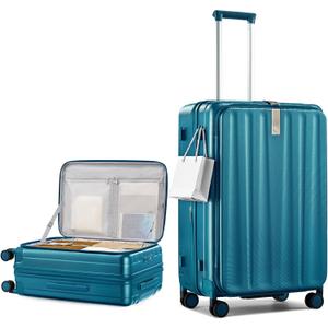 Hanke 26 Inch Expandable Luggage Top Opening Checked Bag Luggage Hard Shell Suitcases with Wheels Lightweight Travel Luggage Heavy Duty Luggage Suitcase with Lock for Woman Men-Caribbean Blue