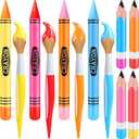 12 Pcs Inflatable Crayons Balloons Set Giant Crayons Jumbo Pencils Large Paint Brush Hanging Classroom Decor for Art Painting Party Favor, 12 Designs(Vivid Color)