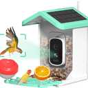 Smart Bird Feeder with Camera, Solar Powered Bird Feeder Camera for Outdoors, AI Bird Identification, Auto Capture & App Notification, Waterproof Bird House for Backyard Garden Present (Green01)