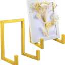 Sweetude 2 Pcs Large Plate Stands for Display Metal Frame Plate Holder Display Stand Decorative Table Top Easels for Picture, Book, Platter, Photo Easel(Gold,8 Inch)