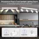 Plug in Track Lighting, 23" LED Track Light Fixtures Ceiling, White 4 Way Spotlight, Rotatable Light Head, Plug in Ceiling Light with Power Cord, Plug Wall Light for Kitchen Hallway Bar(GU10, NO Bulb)