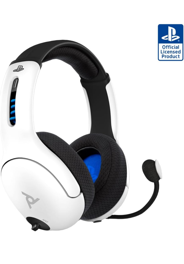 PDP LVL50 Wireless Stereo Gaming Headset, Officially Licensed by Sony PlayStation 5, PS5/PS4/PS3/PC, Lightweight Durable 40 Foot Connection, Noise-canceling Flip-to-Mute Mic, White