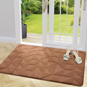 OLANLY Door Mats Indoor, Non-Slip, Absorbent, Dirt Resist, Entrance Washable Mat, Low-Profile Inside Entry Doormat for Entryway (48x32 inches, Brown)