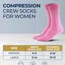 2 x Pembrook Premium Diabetic Compression Crew Socks for Women - Running Socks, Short Compression Socks for Women - 2 Pairs (Large)