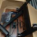 Vaunn Medical Electric Overbed Table Bedside Height Adjustable Table with Wheels (Electric-Powered, Hospital and Home Use) - Brown (Organic Modern)