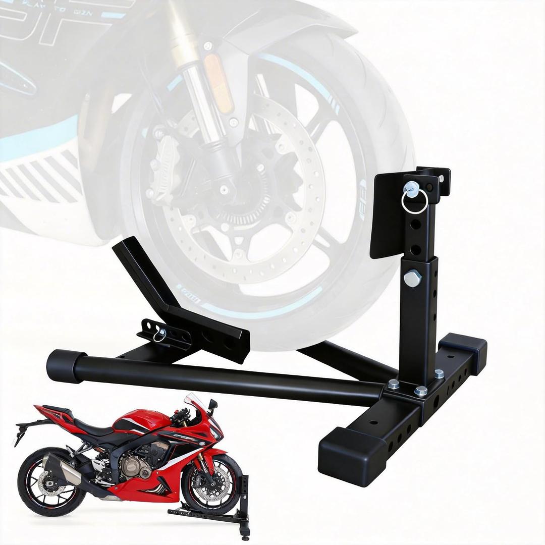 Motorcycle Wheel Chock, 1800LBS Heavy Duty Front Wheel Stand for 15"-22" Tires | Adjustable Motorcycle Trailer Wheel Chock | Steel Front Motorcycle Stand for Trailer Transport & Garage Storage