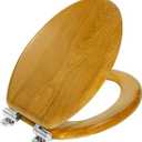 Angel Shield Wood Veneer Natural Toilet Seat with Quiet Close, Easy Clean, Quick-Release Hinges (Elongated, Oak)
