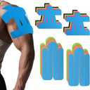 lasuroa 16 Pcs Shoulder Support Tape, Waterproof & Breathable Precut Kinesiology Kinetic Tape Elastic Athletic Sticker for Muscle Shoulder Support Sports & Physical Relaxation