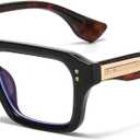 AIEYEZO Fashion Square Blue Light Glasses for Men Women Retro Thick Frame Blue Light Blocking Computer Glasses