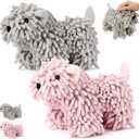 2 Pcs Chenille Dog Hand Towel Fuzzy Dog Towel Absorbent Microfiber Soft for Bathroom Kitchen Washstand (Grey Pink)