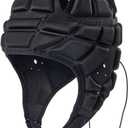 Soft Shell Rugby 7v7 Football Helmet Foam Padded Scrum Cap Headgear Autism Safety Bump Hat Head Support Protector Adjustable Flag Football Soccer Goalie Helmet for Youth Kids Adults (Small, for Children Age 3-5, Black)