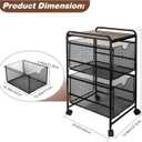 EasyPAG Rolling File Cart on Wheels Under Desk Storage Mobile Filing Cabinet 2 Pull-out Hanging File Holder Drawer for Letter Size Folders, Metal Frame with Wood Top, Black