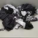 Frienda 13 Pcs Mixed Cow Print Car Seat Cover Full Set for Women Men Print Car Accessories Rubber Steering Wheel Armrest Pad Cover Seat Belt Pads Wrist Holder Keychain, White and Black (Classic Style)