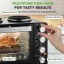 NutriChef 30 Quart Kitchen Convection Oven & 2 Burner Cooker - 1500 Watt Oven - 7 Cook Functions Rotisserie, Cook, Bake, Broil & More - Includes Baking Tray, Skewers & Handles - 19.6 x 16.0 x 13.5 IN