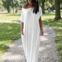 Nightgowns for Women Short Sleeve Oversized Sleep Shirt With Pocket Comfy Casual Night Sleepwear Dress (White, S)