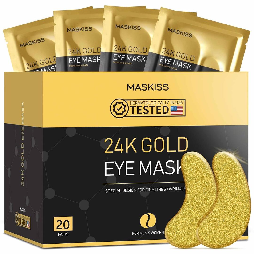 Maskiss 24k Gold Under Eye Patches (Pack of 12), eye mask, Collagen Skin Care Products, Eye Patches for Puffy Eyes, eye masks for dark circles and puffiness (EXP APR 24 2029)
