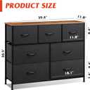 WLIVE 7 Drawer Dresser TV Stand, Entertainment Center, Media Console Table with Metal Frame and Wood Top for TV up to 45 inch, Chest of Drawers for Bedroom, Living Room, Black and Rustic Brown