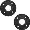 Industrial Pipe Floor Flange, Heavy Duty Malleable Iron Pipe Fittings, Wall Mounted Vintage DIY Threaded Flange for Decoration Pipe Fitting Project, Black(2 Pack, 1 Inch)