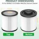 2 Pack DXVC6910 Cartridge Filter Replacement for DEWALT 6-16 Gallon Wet/Dry Vac, Compatible with DeWalt DXV06P DXV09P DXV10P DXV10PL DXV10SA DXV12P DXV14P DXV16P, White