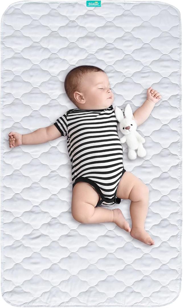 Waterproof Crib Mattress Protector Pad 28" x 52",Non-Slip & Absorbent Mattress Pad for Baby Standard Crib/Bed, Quilted Machine Washable White