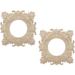 Crapyt Ceiling Medallion, 6.89" Millwork 3.26" ID Carved Rubber Wood Ceiling Medallion, Decorative Fans and Light Fixtures Chandeliers, 2Pcs