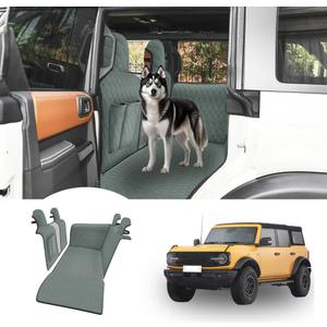 Dog Car Seat Cover for Back Seat Compatible with Ford Bronco 2021 2022 2023 2024 Detachable Washable Backseat Pet Travel Hammock Cushion (Green Black)