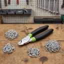Straight Hog Ring Pliers Kit with 240 Galvanized Hog Rings, 3/8", 1/2", 3/4", 1", for Auto Upholstery, Fencing, Pet Cages