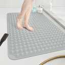 OTHWAY Large Shower Mat 34"x 23", TPE Non Slip Shower Mat for Walk in Shower Stall, Inside Shower Mats with Drain Holes Suction Cups, Anti-Slip for Elderly Kids (Dark Grey)