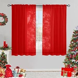 Semi Voile Sheer Curtains 54 Inches Long 2 Panels Rod Pocket Window Treatment for Living Room Bedroom Dining Room(Beige 52" W x 54" L)