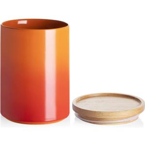 Sweejar Ceramic Food Storage Jar, Stackable Kitchen Canisters, Containers with Airtight Seal Wooden Lid for Serving Ground Coffee, Tea, Sugar, Salt and More - 28 Fl Oz (Gradient Orange)