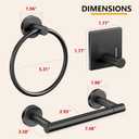 Pokim Bathroom Hardware Set - SUS304 Stainless Steel Wall Mount Toilet Paper Holder,Hand Towel Ring,Robe Hooks,Rustproof,Matte Black,Easy Installation for Bathroom