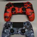 SHEPUDRUC Wireless Controller for PS4, 2 Pack Remote Control Compatible with P4/Slim/Pro with Dual Vibration/Audio/Six-axis Motion Sensor/Game Joystick (Camo Blue + Camo Red)