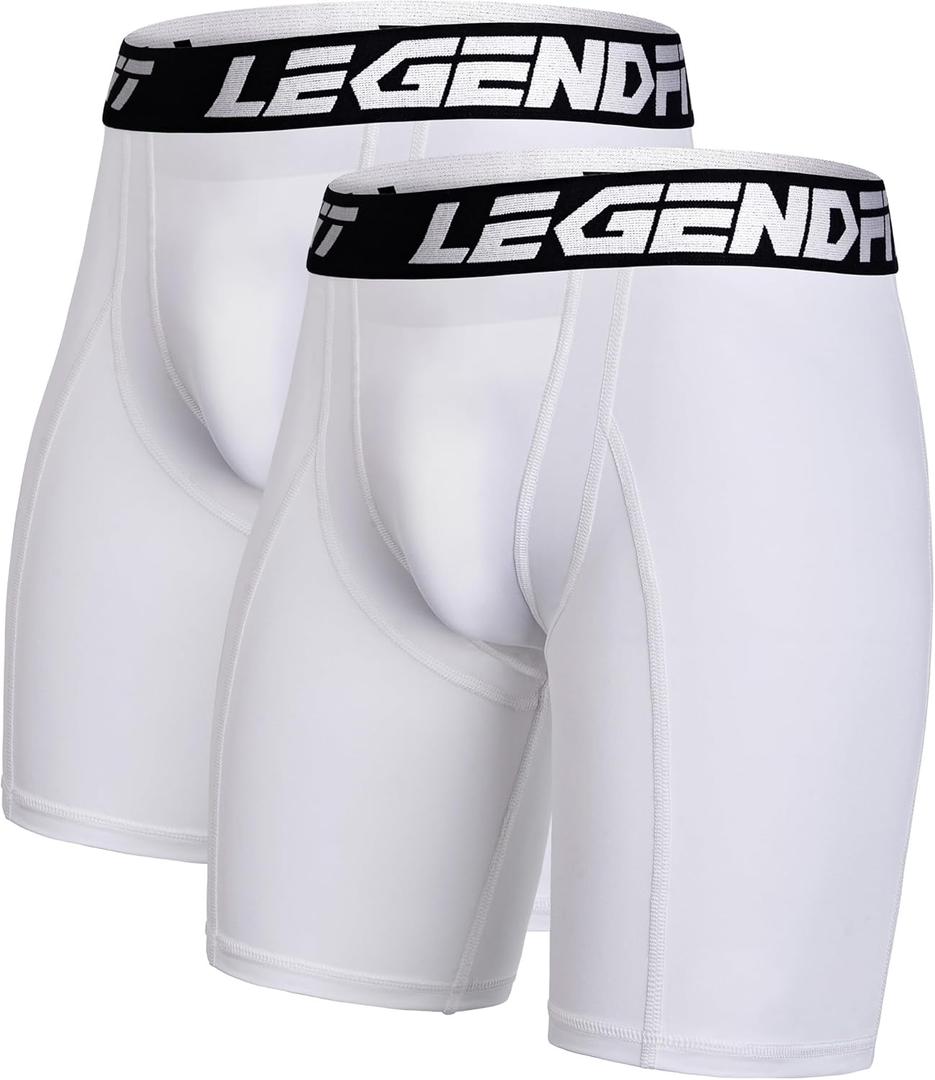 Youth Boys Baseball Compression Underwear w/Cup Pocket(NO Cup) Protective Athletic Shorts Football - 2 Pack (Large)
