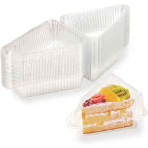 YOIYINI 50Pcs Cake Slice Containers,Disposable Pie Slice Boxes for 6-8 Diameter Cake or Pie Slices,Individual Cheesecake Containers,Plastic Boxes for Take Out Packaging, Bakery
