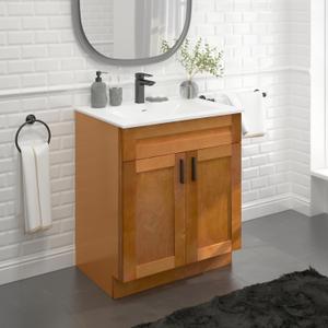 Bathroom Vanity Sink Base Ready-to-Assemble Bathroom Cabinet 30" Width (Vanity Base in Maple Shaker, 30 inch)