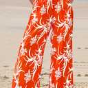 CFLONGE Palazzo Pants for Women Casual 2026 Summer High Waist Floral Wide Leg Striped Pant Flowy Boho Fashion Beach Outfits (Orange, XXL)