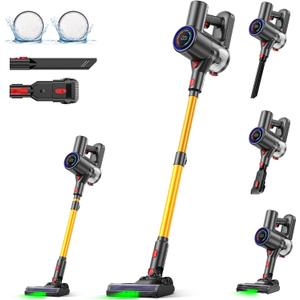 Cordless Vacuum Cleaner, 40KPA/40Mins, LED Display, Lightweight Stick Vacuum with Powerful Suction, Self-Standing, Green Light, Rechargeable Vacuum Cleaners for Home Pet Hair Carpet Hard Floors