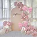 Soonlyn Bow Balloon Arch Kit 13ft 12In for Coquette Baby Shower Decorations with Bow Foil Balloon, Pink Bow Ribbon 28pcs for Coquette Birthday Decorations Bridal Shower Bachelorette