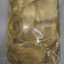 LABEAUT Long Curly Blonde Ponytails Wig with Buns for Women Girls Cosplay Costume Anime Blonde Pigtails Wig with Bangs + Cap (Flax Golden)