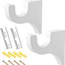 Briwooody 2 Pack Wooden Curtain Rod Brackets Curtain Rod Holder Wood Brackets Classics 3 1/2" Return Bracket for 2" Pole (White)