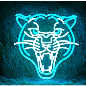 Leopard Neon Sign Dimmable LED Animal Signs for Wall Decor White Ice Blue Cool Leopard Neon Light USB Powered Light Up Leopard Sign for Living Room Man Cave Toy Shop Game Room Decor (12.8''*12.8'')
